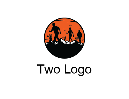 hikers on mountain in circle