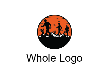 hikers on mountain in circle