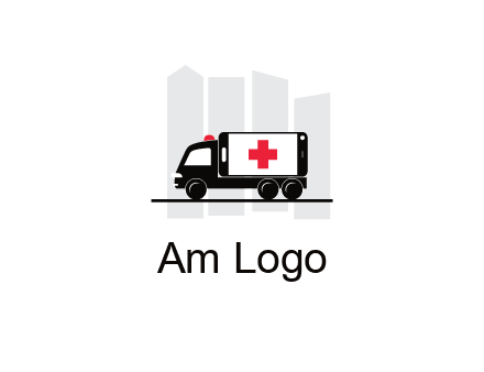 buildings behind ambulance van