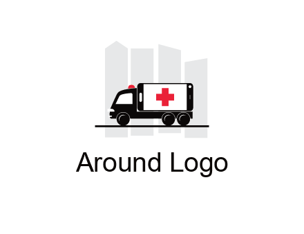 buildings behind ambulance van