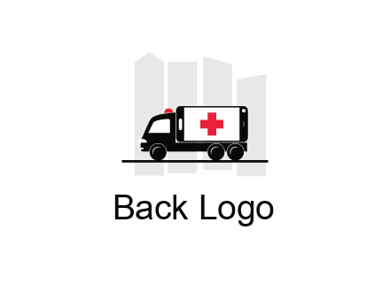 buildings behind ambulance van