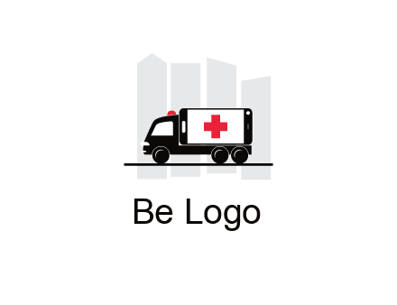 buildings behind ambulance van