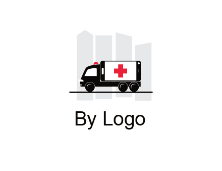 buildings behind ambulance van