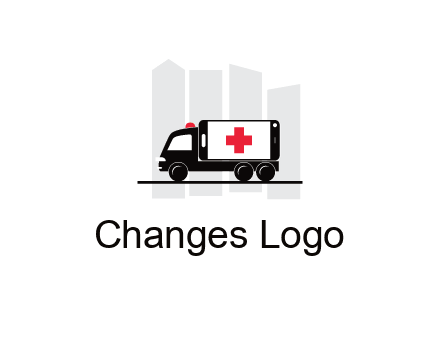 buildings behind ambulance van