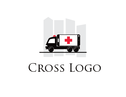 buildings behind ambulance van