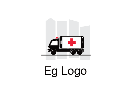 buildings behind ambulance van