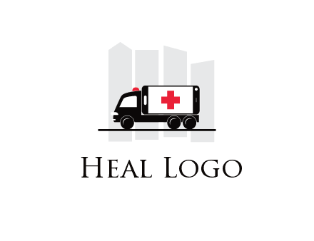 buildings behind ambulance van