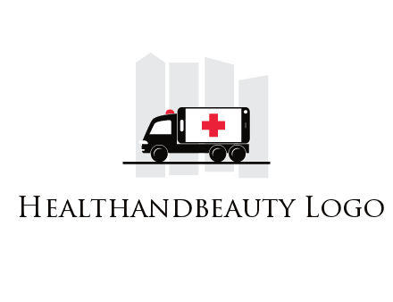 buildings behind ambulance van