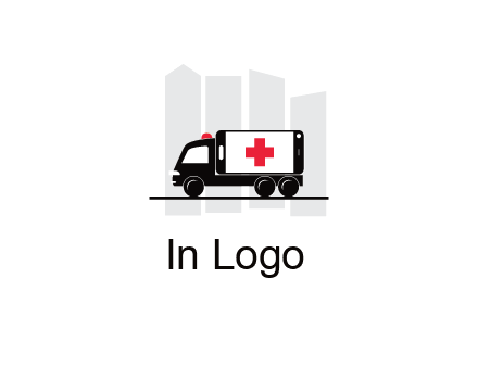 buildings behind ambulance van