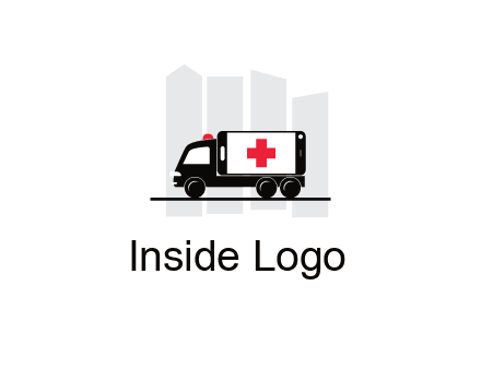 buildings behind ambulance van