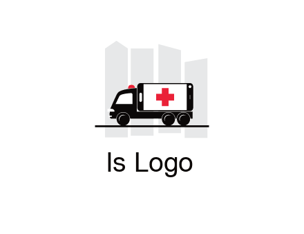 buildings behind ambulance van