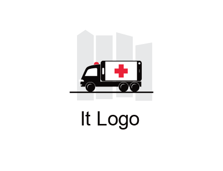 buildings behind ambulance van