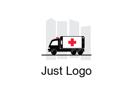 buildings behind ambulance van