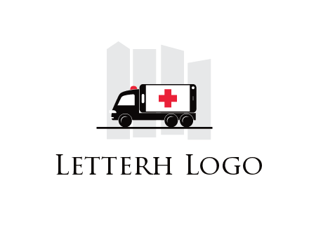 buildings behind ambulance van