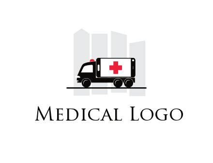 buildings behind ambulance van