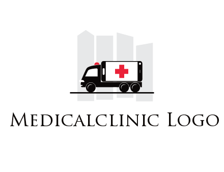 buildings behind ambulance van