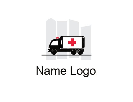buildings behind ambulance van