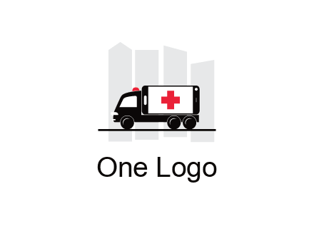 buildings behind ambulance van