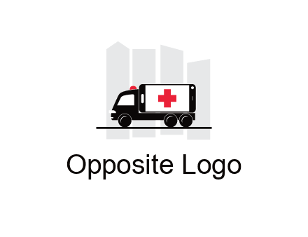 buildings behind ambulance van