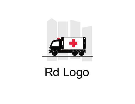 buildings behind ambulance van