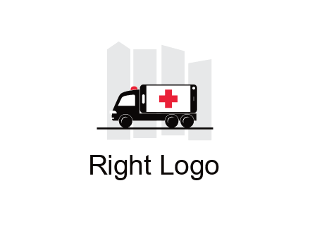 buildings behind ambulance van