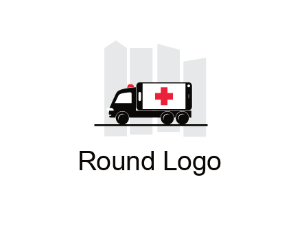 buildings behind ambulance van