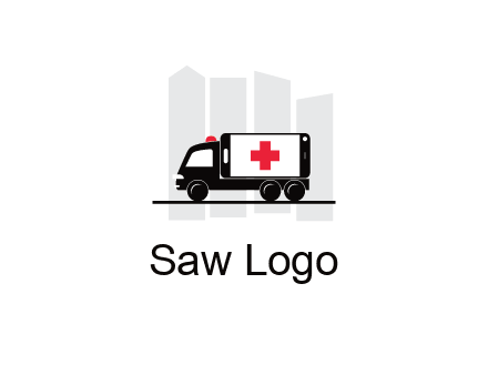 buildings behind ambulance van