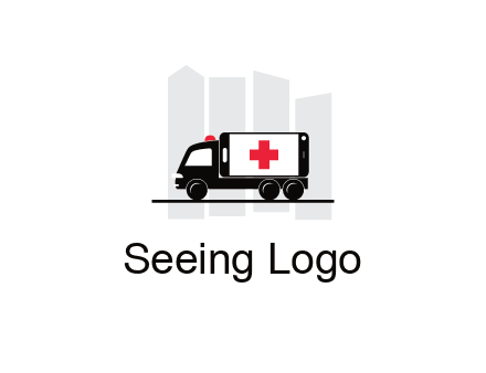 buildings behind ambulance van
