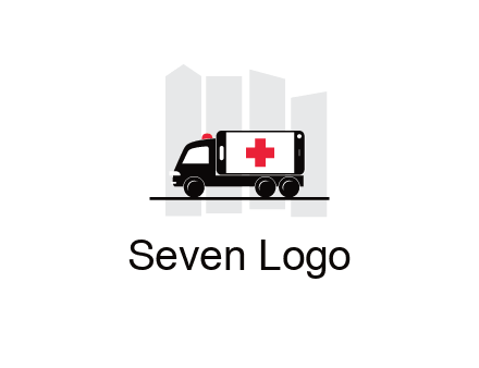 buildings behind ambulance van
