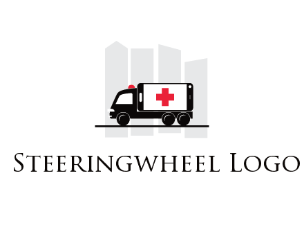 buildings behind ambulance van