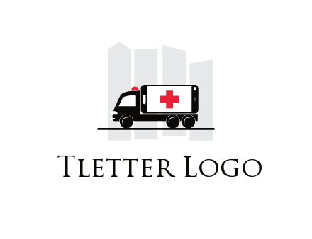 buildings behind ambulance van