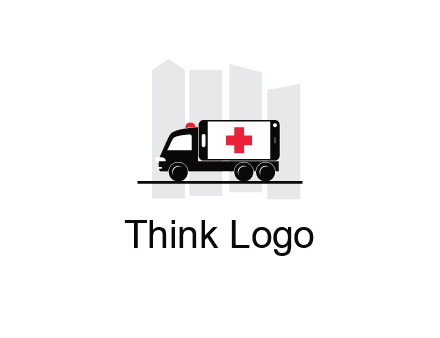 buildings behind ambulance van