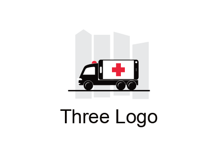 buildings behind ambulance van