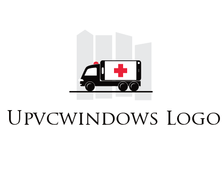 buildings behind ambulance van