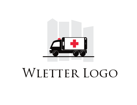 buildings behind ambulance van