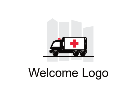 buildings behind ambulance van