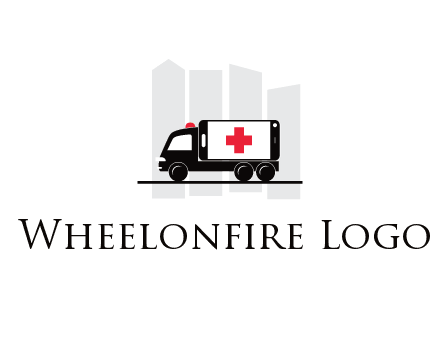 buildings behind ambulance van