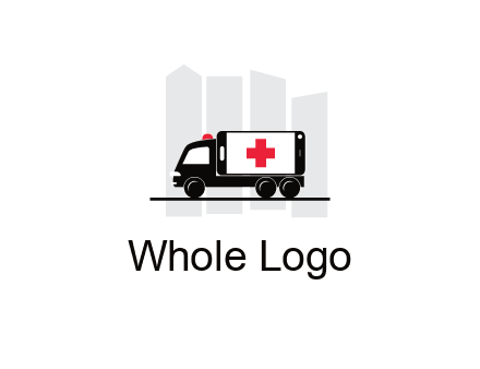 buildings behind ambulance van