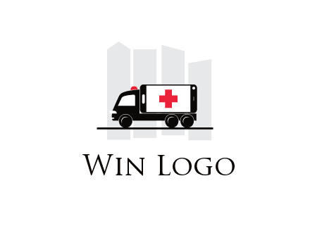 buildings behind ambulance van