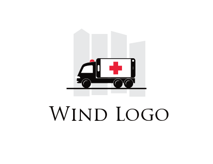 buildings behind ambulance van