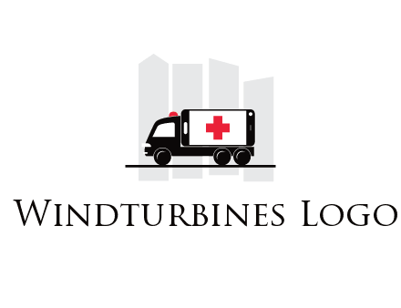 buildings behind ambulance van