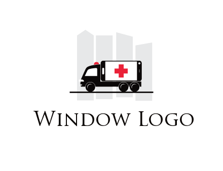 buildings behind ambulance van