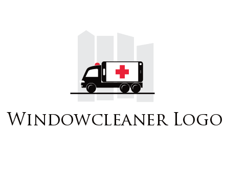 buildings behind ambulance van