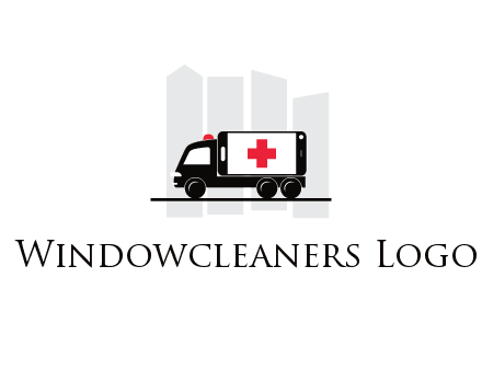 buildings behind ambulance van