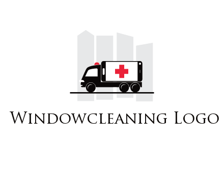 buildings behind ambulance van