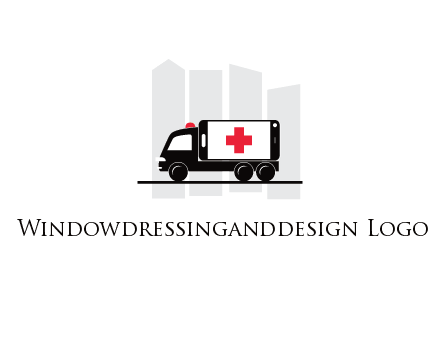 buildings behind ambulance van