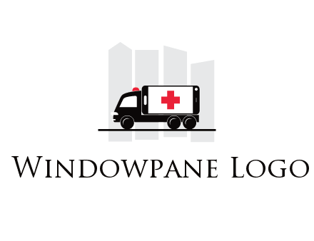 buildings behind ambulance van