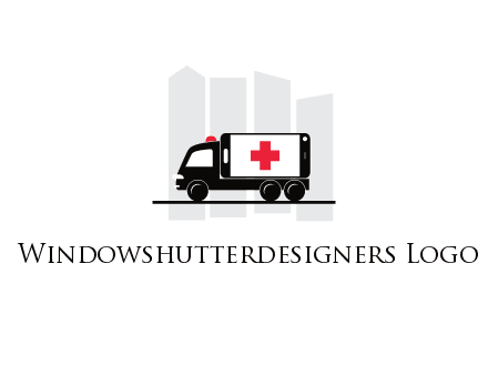 buildings behind ambulance van