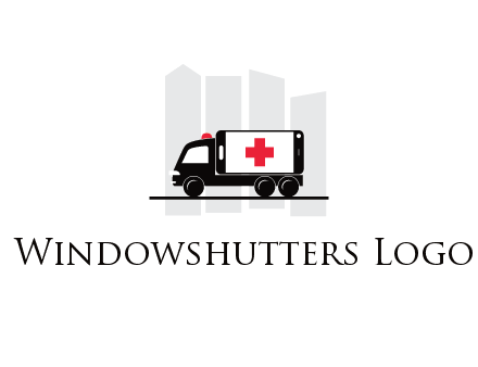 buildings behind ambulance van
