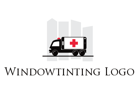 buildings behind ambulance van